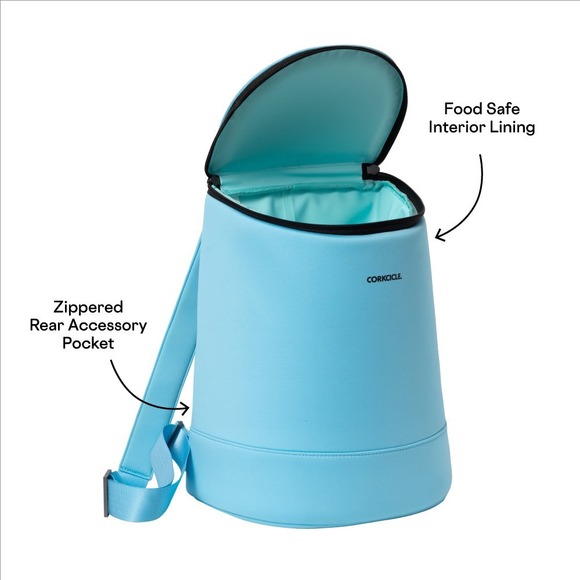Corkcicle Eola Blue Bucket‎ Cooler Wine Bag Neoprene Insulated  Backpack Cooler - Picture 2 of 13